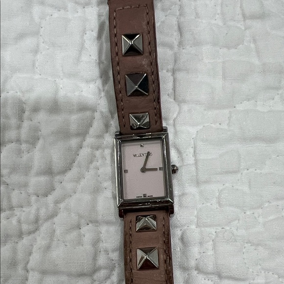 Valentino Brown Leather Watch with Silver Studs